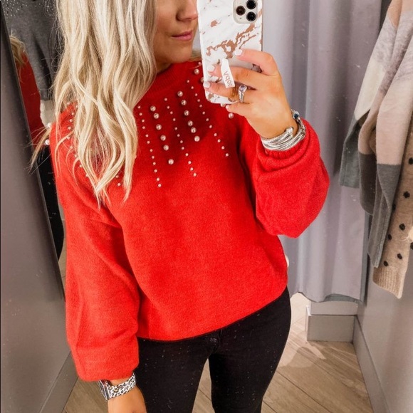 HM Red Pearl Sweater - Picture 5 of 5